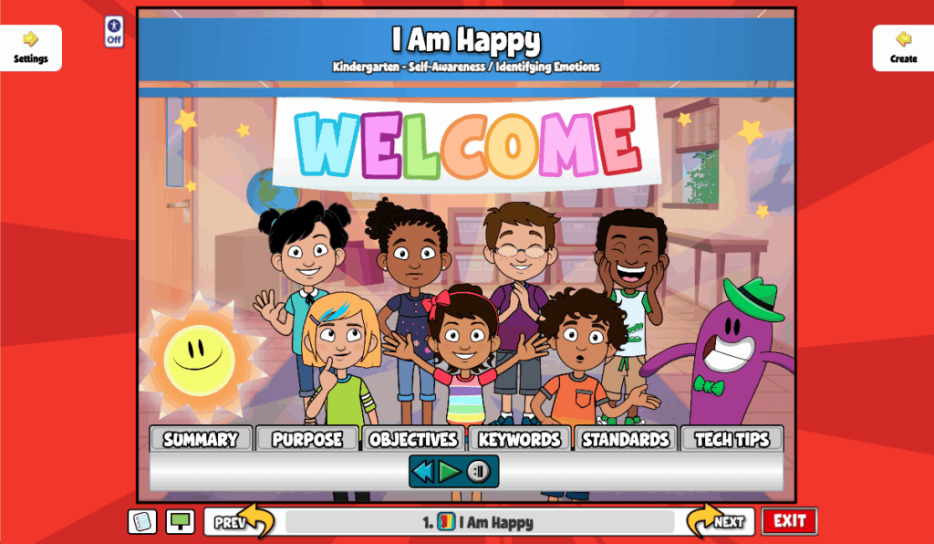 An example of the Lesson with the menu closed.